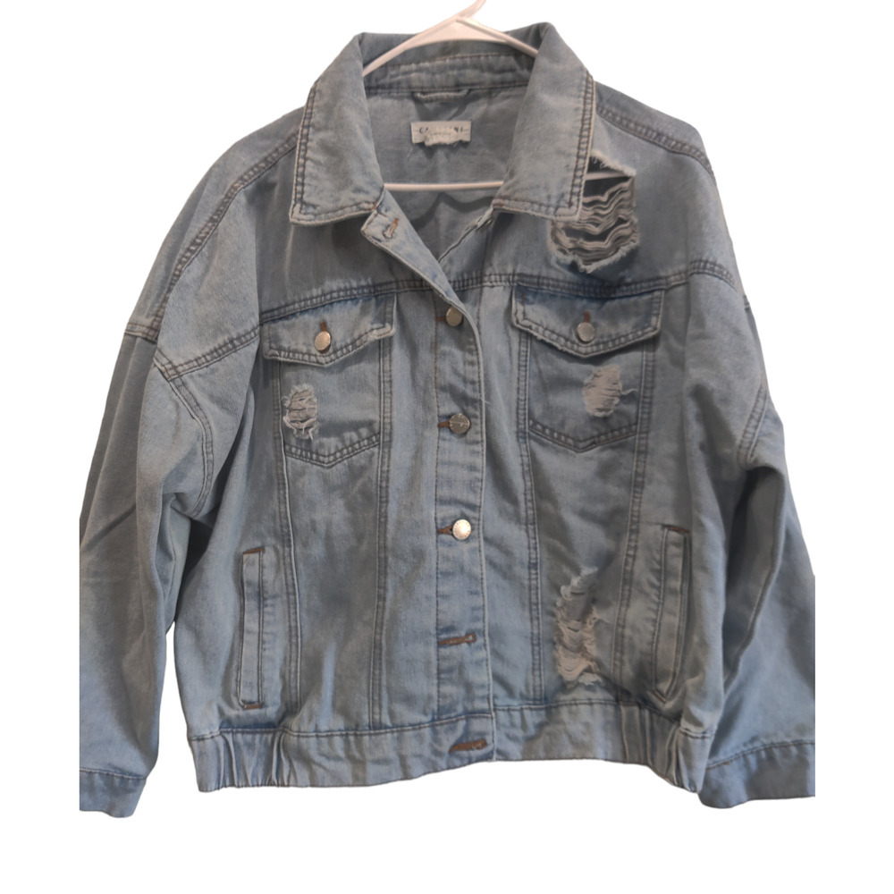 Cavalini Demin collection Acid Wash Distress Jacket Size Medium